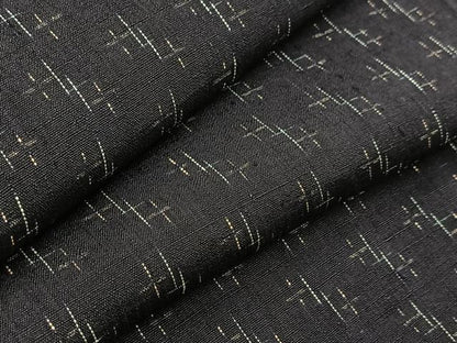 平和屋着物■上質な紬　絣文様　黒地　正絹　逸品　BAAX9883yc