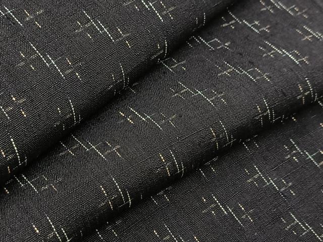 平和屋着物■上質な紬　絣文様　黒地　正絹　逸品　BAAX9883yc