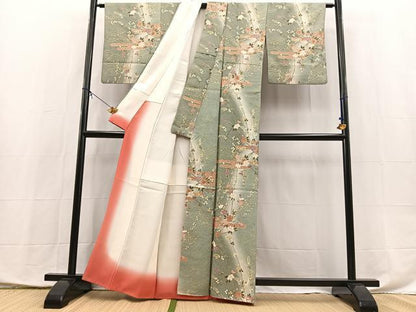 平和屋着物■上質な小紋　エ霞花文　暈し染め　金彩　正絹　逸品　BAAX9884yc