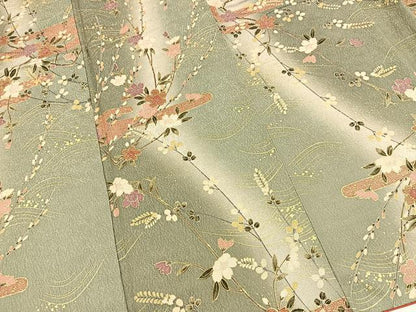 平和屋着物■上質な小紋　エ霞花文　暈し染め　金彩　正絹　逸品　BAAX9884yc