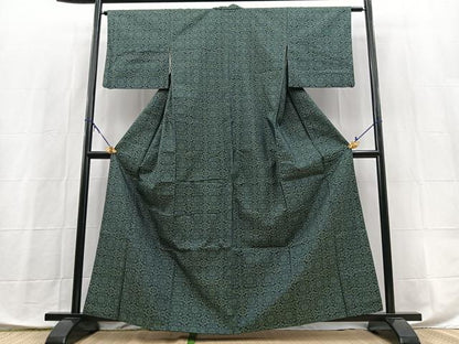 平和屋着物■本場大島紬　幾何学花文　正絹　逸品　BAAX9892yc