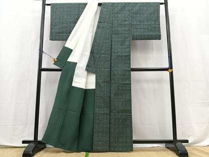 平和屋着物■本場大島紬　幾何学花文　正絹　逸品　BAAX9892yc