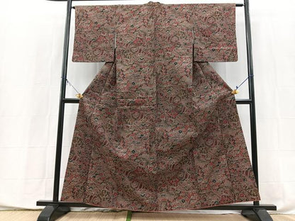 平和屋着物■本場染大島紬　風景花文　正絹　逸品　BAAX9894yc