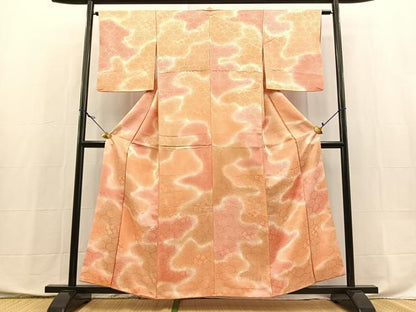 平和屋着物■上質な小紋　亀甲更紗地紋　暈し染め　正絹　逸品　BAAX9898yc