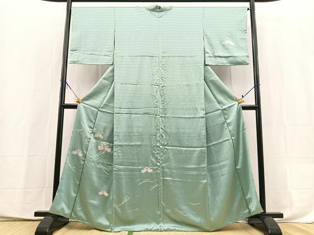 平和屋着物■訪問着　絞り　銀駒刺繍　松　正絹　逸品　BAAX9899yc