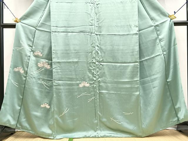 平和屋着物■訪問着　絞り　銀駒刺繍　松　正絹　逸品　BAAX9899yc
