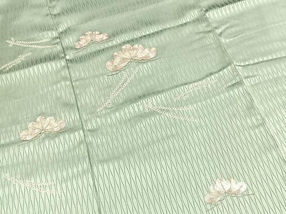 平和屋着物■訪問着　絞り　銀駒刺繍　松　正絹　逸品　BAAX9899yc