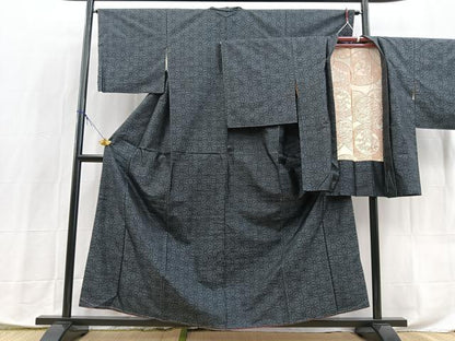 平和屋着物■本場大島紬　アンサンブル　麻の葉文様　正絹　逸品　未使用　BAAX9902yc