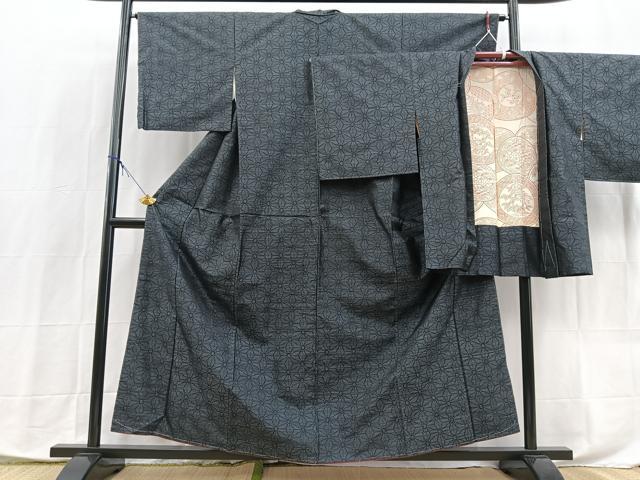 平和屋着物■本場大島紬　アンサンブル　麻の葉文様　正絹　逸品　未使用　BAAX9902yc