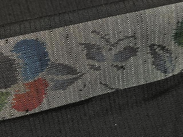 平和屋着物■上質な紬　横段花蝶文　黒地　まるやま扱い　正絹　逸品　BAAX9905yc