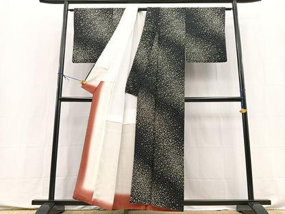 平和屋着物■上質な小紋　箔散らし文様　黒地　正絹　逸品　BAAX9906yc