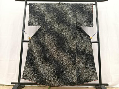 平和屋着物■上質な小紋　箔散らし文様　黒地　正絹　逸品　BAAX9906yc