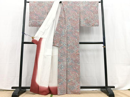 平和屋着物■上質な小紋　切嵌更紗花鳥文　正絹　逸品　未使用　BAAX9907yc