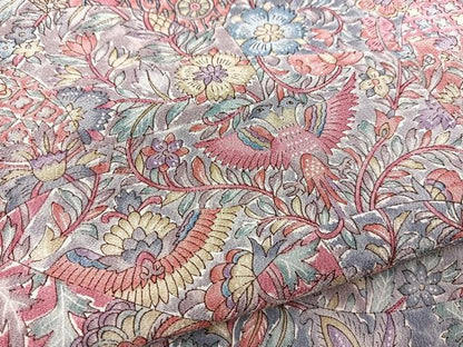 平和屋着物■上質な小紋　切嵌更紗花鳥文　正絹　逸品　未使用　BAAX9907yc