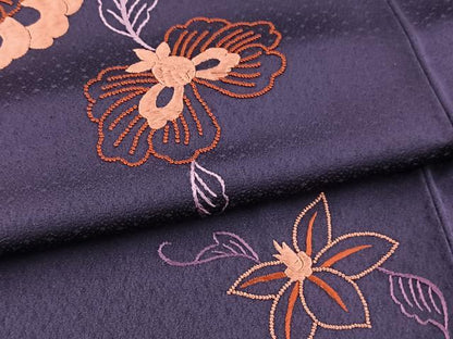 平和屋着物■中国三大刺繍　相良刺繍　総刺繍　訪問着　草花文　正絹　逸品　BAAX9913yc