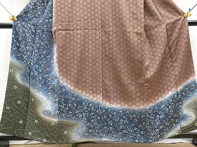 平和屋着物●訪問着　吉祥花文　正絹　逸品　BAAX9914yc