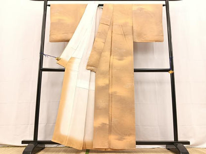 平和屋着物●上質な小紋　地紋起こし　渡り橋風景地紋　暈し染め　正絹　逸品　BAAX9919yc