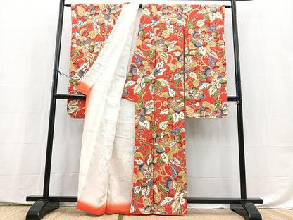 平和屋着物■豪華振袖　型染め　駒刺繍　牡丹　正絹　逸品　BAAX9922yc