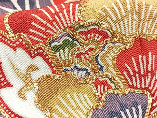平和屋着物■豪華振袖　型染め　駒刺繍　牡丹　正絹　逸品　BAAX9922yc