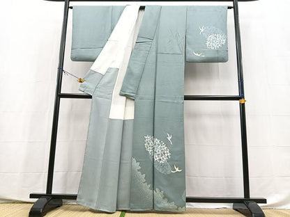 平和屋着物■訪問着　ろうけつ染め　飛鳥花文　シルエット　正絹　逸品　BAAX9923yc