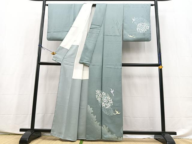 平和屋着物■訪問着　ろうけつ染め　飛鳥花文　シルエット　正絹　逸品　BAAX9923yc