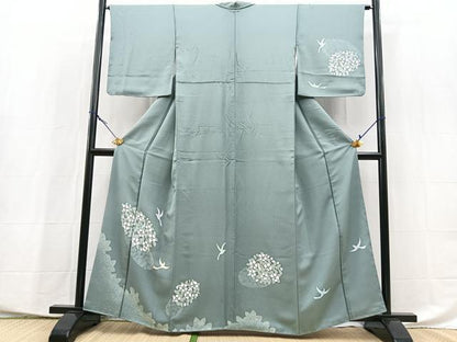 平和屋着物■訪問着　ろうけつ染め　飛鳥花文　シルエット　正絹　逸品　BAAX9923yc