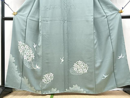 平和屋着物■訪問着　ろうけつ染め　飛鳥花文　シルエット　正絹　逸品　BAAX9923yc
