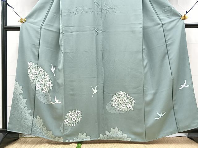 平和屋着物■訪問着　ろうけつ染め　飛鳥花文　シルエット　正絹　逸品　BAAX9923yc