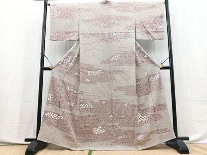 平和屋着物●訪問着　総絞り　エ霞風景文　三越扱い　正絹　逸品　BAAX9932yc