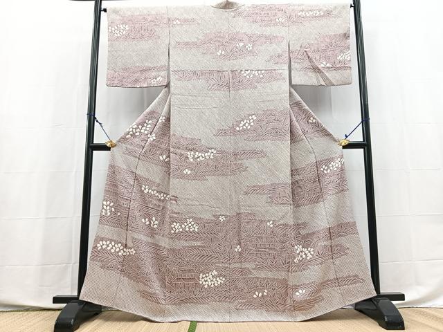 平和屋着物●訪問着　総絞り　エ霞風景文　三越扱い　正絹　逸品　BAAX9932yc