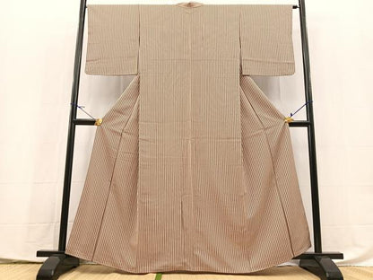 平和屋着物■上質な小紋　縞　正絹　逸品　BAAX9937yc