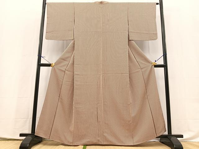平和屋着物■上質な小紋　縞　正絹　逸品　BAAX9937yc