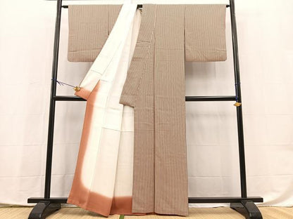 平和屋着物■上質な小紋　縞　正絹　逸品　BAAX9937yc