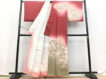 平和屋着物■訪問着　吉祥動物花文　暈し染め　金彩　正絹　逸品　BAAX9938yc