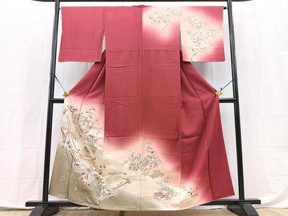 平和屋着物■訪問着　吉祥動物花文　暈し染め　金彩　正絹　逸品　BAAX9938yc