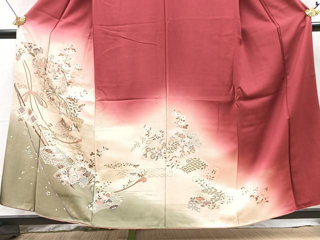 平和屋着物■訪問着　吉祥動物花文　暈し染め　金彩　正絹　逸品　BAAX9938yc
