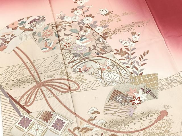 平和屋着物■訪問着　吉祥動物花文　暈し染め　金彩　正絹　逸品　BAAX9938yc