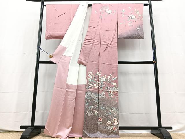 平和屋着物●訪問着　友禅　草花文　暈し染め　鈴乃屋扱い　正絹　逸品　BAAX9939yc