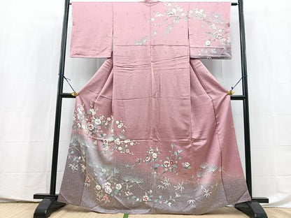 平和屋着物●訪問着　友禅　草花文　暈し染め　鈴乃屋扱い　正絹　逸品　BAAX9939yc