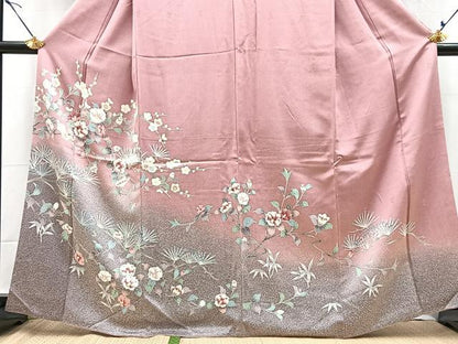 平和屋着物●訪問着　友禅　草花文　暈し染め　鈴乃屋扱い　正絹　逸品　BAAX9939yc