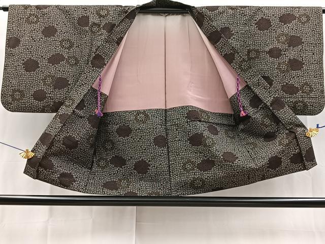 平和屋着物■本場大島紬　アンサンブル　泥染め　草木染　7マルキ　菊花文　田畑情玄作　証紙付き　正絹　逸品　BAAX9943yc