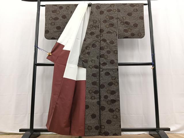 平和屋着物■本場大島紬　アンサンブル　泥染め　草木染　7マルキ　菊花文　田畑情玄作　証紙付き　正絹　逸品　BAAX9943yc