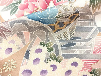 平和屋着物■訪問着　吉祥花文　暈し染め　金彩　正絹　逸品　BAAX9956yc