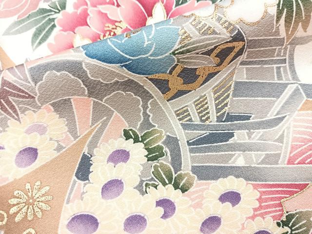平和屋着物■訪問着　吉祥花文　暈し染め　金彩　正絹　逸品　BAAX9956yc