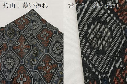 平和屋着物■上質な紬　蜀江花文　黒地　正絹　逸品　BAAX9962yc