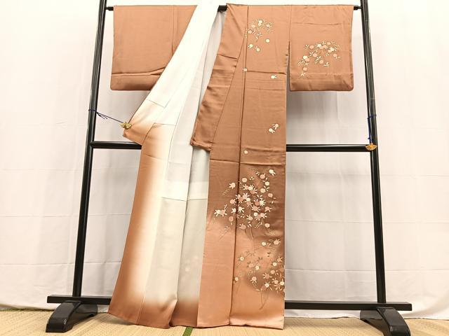 平和屋着物■訪問着　枝花文　暈し染め　金彩　正絹　逸品　BAAX9986yc