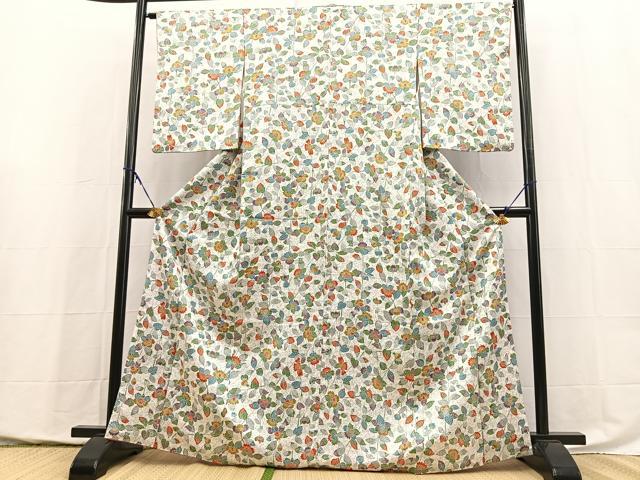 平和屋着物■小紋　椿　洗える着物　BAAX9997yc