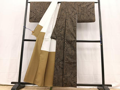 平和屋着物■本場大島紬　7マルキ　抽象文　正絹　逸品　BAAX9998yc