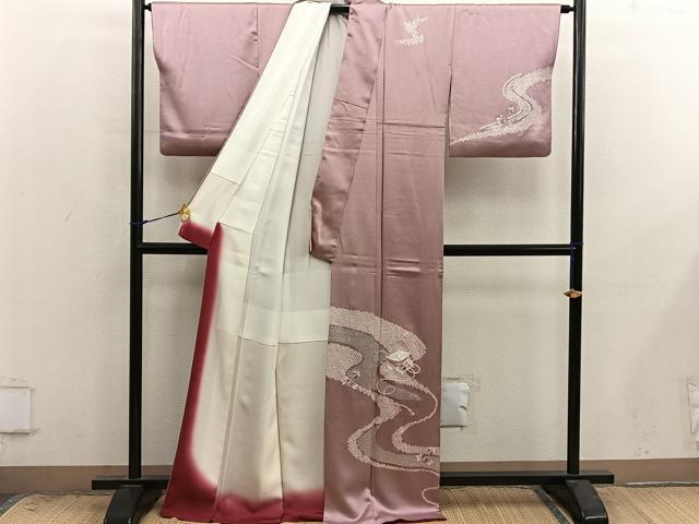 平和屋着物■訪問着　総刺繍　絞り　糸巻き花文　銀彩　正絹　逸品　BAAY0002mz