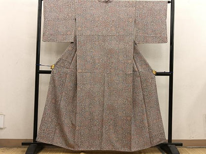 平和屋着物■上質な小紋　更紗花文　正絹　逸品　BAAY0003mz